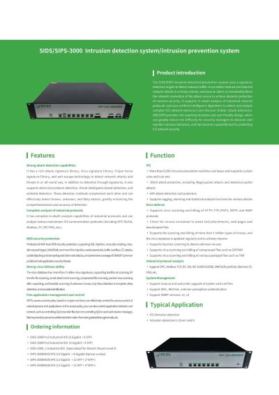 SIDS/SIPS-3000 Intrusion detection system/intrusion prevention system